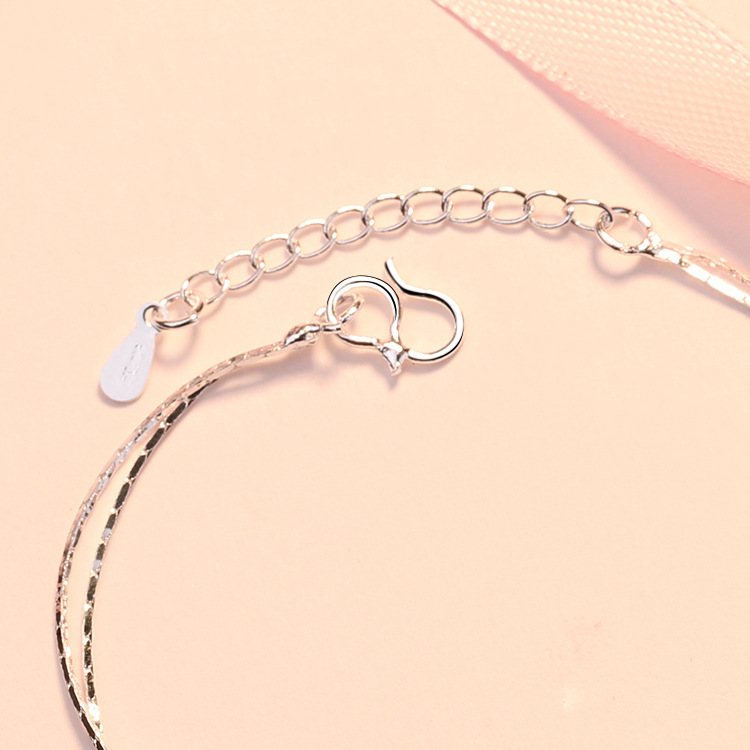 WH01  stamped 925  silver color snake chain bracelet for women lady 20cm