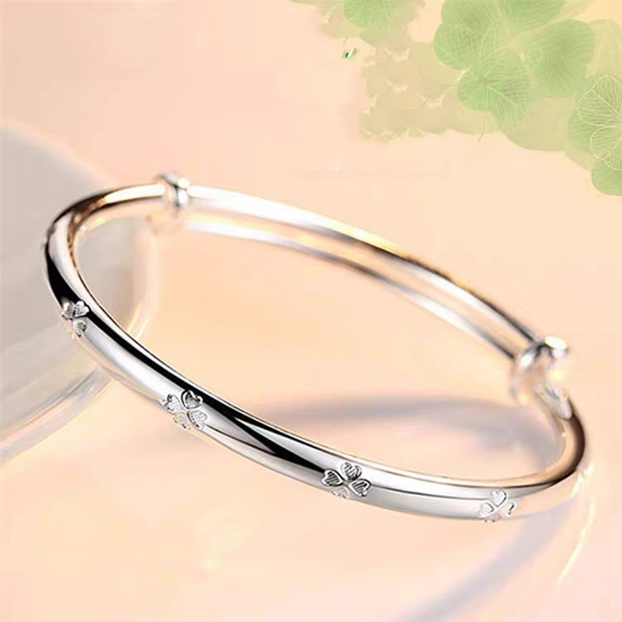 LB025  STAMPED 999, silver color four leaf clover bracelet can be adjusted for women lady gift wedding