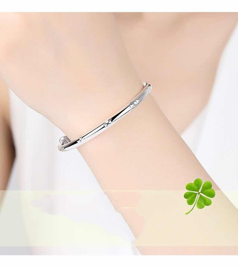 LB025  STAMPED 999, silver color four leaf clover bracelet can be adjusted for women lady gift wedding