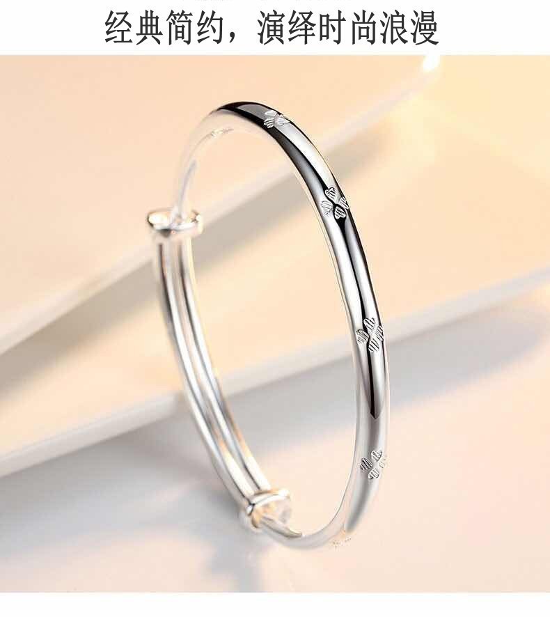 LB025  STAMPED 999, silver color four leaf clover bracelet can be adjusted for women lady gift wedding