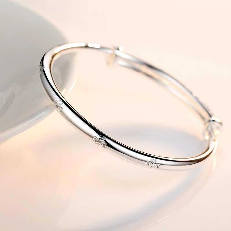 LB025  STAMPED 999, silver color four leaf clover bracelet can be adjusted for women lady gift wedding