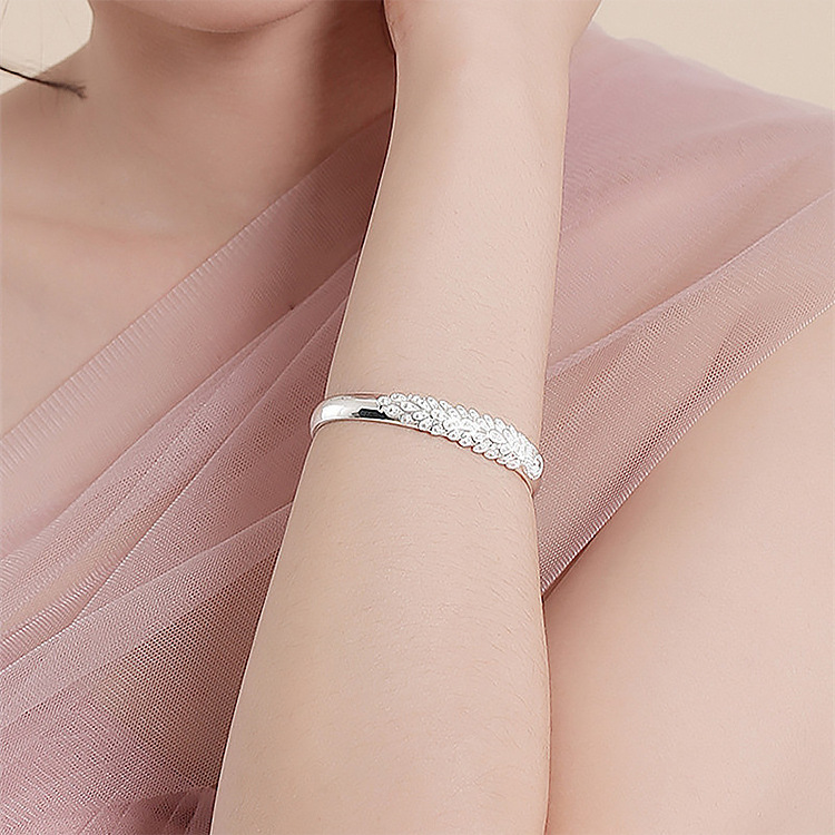 LB026  stamped 999, silver color for women lady peacock bangele bracelet