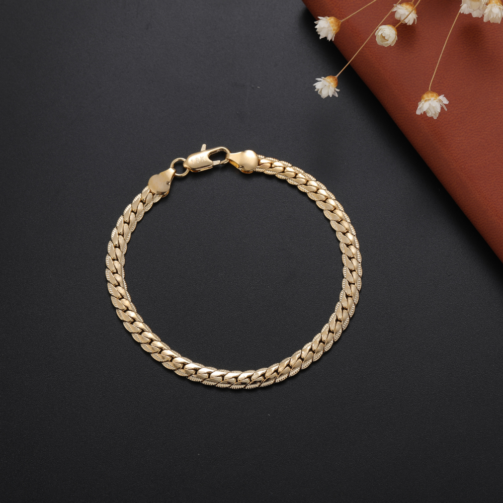 LH081  stamped 18k   gold color for men women lady 20cm chain bracelet 5MM flat snake Top Quality