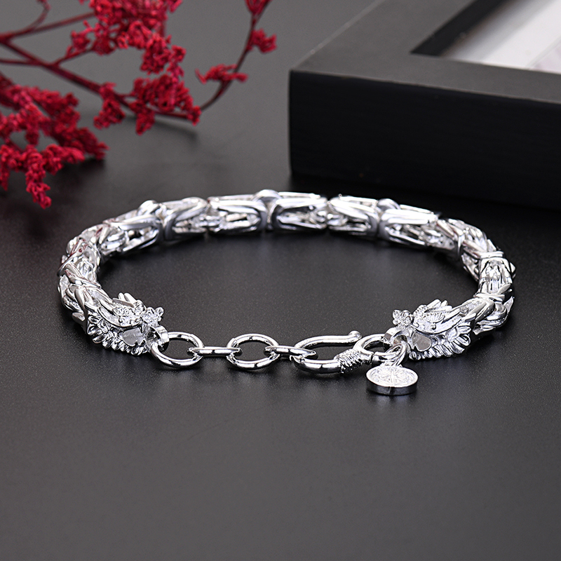 LH087  stamped 999  silver for women men noble chain bracelet 20cm