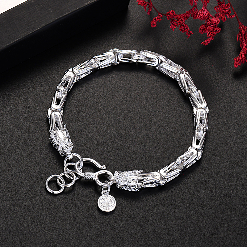LH087  stamped 999  silver for women men noble chain bracelet 20cm