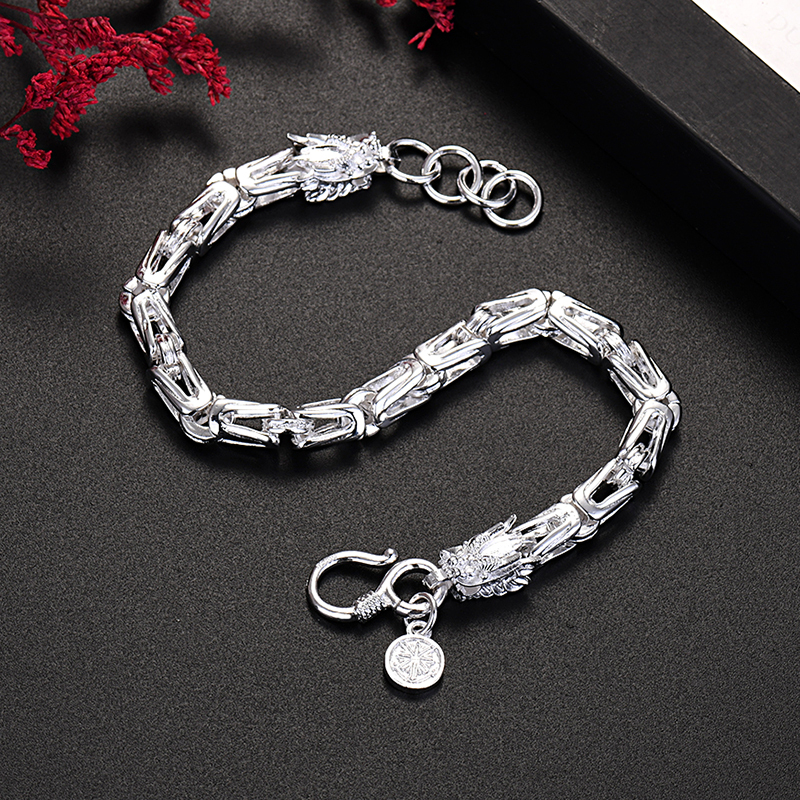 LH087  stamped 999  silver for women men noble chain bracelet 20cm