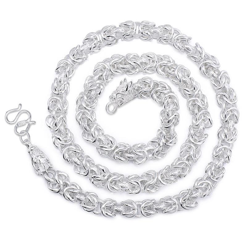 LN090 925 Stamp Silver color classic dragon  chain necklace for men 20 inches Charm Fashion jewelry party wedding