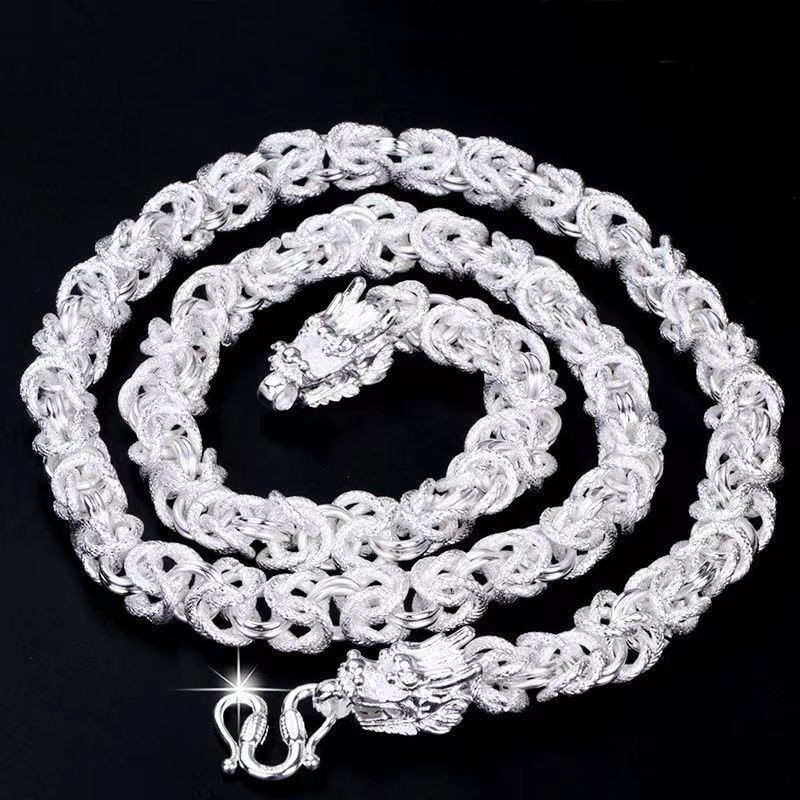 LN090 925 Stamp Silver color classic dragon  chain necklace for men 20 inches Charm Fashion jewelry party wedding