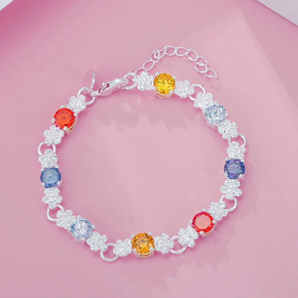 LH080  Stamped 925  crystal stone heart women lady bracelet wedding.  20cm  8inches