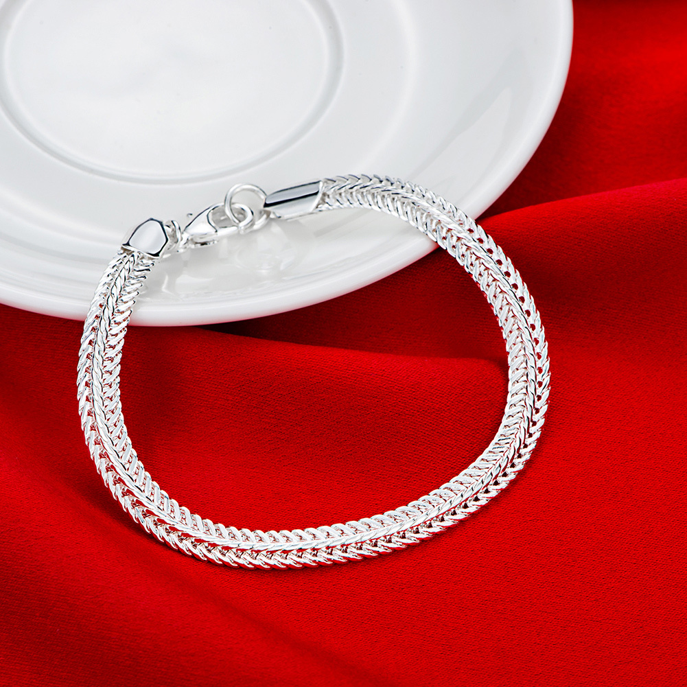 H510   stamped 925  silver color for women men noble chain bracelet 20cm