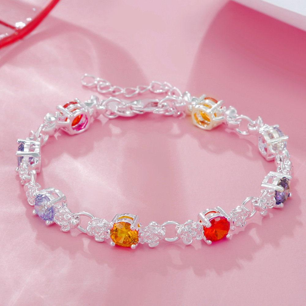 LH080  Stamped 925  crystal stone heart women lady bracelet wedding.  20cm  8inches