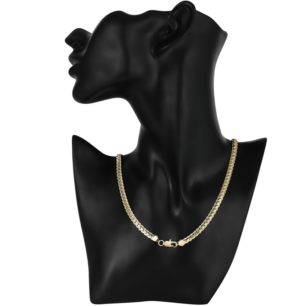 925 Stamped Silver color Necklace Jewelry 18K Gold plated 6MM Full Sideways Chain For Women Men Fashion Wedding Party Gifts