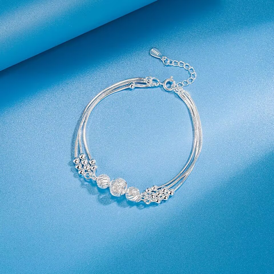 stamped 925  hot sale women luckly beads ball bracelet  19.5CM  LH090