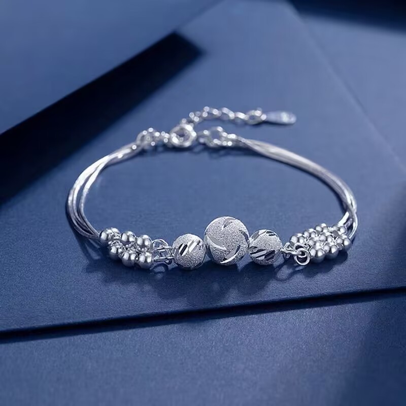 stamped 925  hot sale women luckly beads ball bracelet  19.5CM  LH090