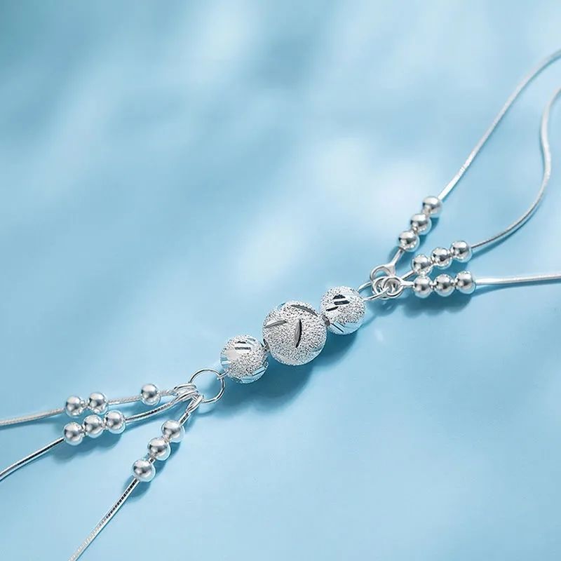 stamped 925  hot sale women luckly beads ball bracelet  19.5CM  LH090