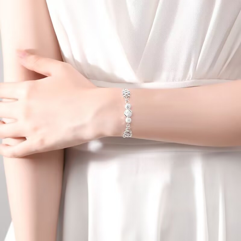 stamped 925  hot sale women luckly beads ball bracelet  19.5CM  LH090