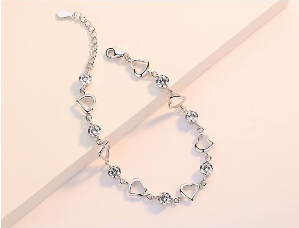 H006  Silver color crystal Bracelets for women Classic Chain for man Wedding party Christmas Gifts fashion Jewelry