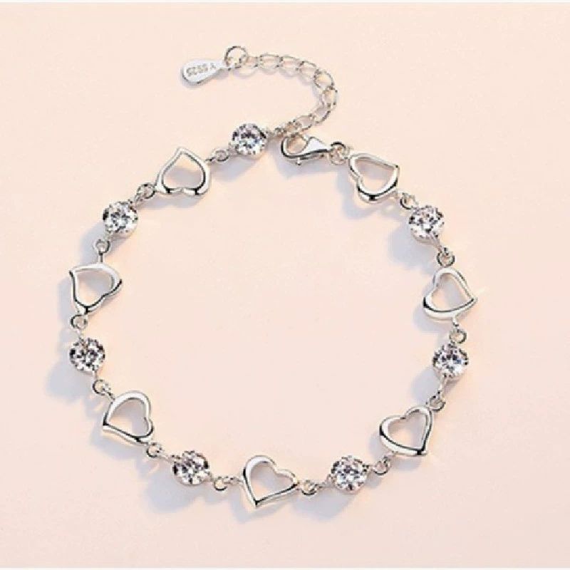 H006  Silver color crystal Bracelets for women Classic Chain for man Wedding party Christmas Gifts fashion Jewelry