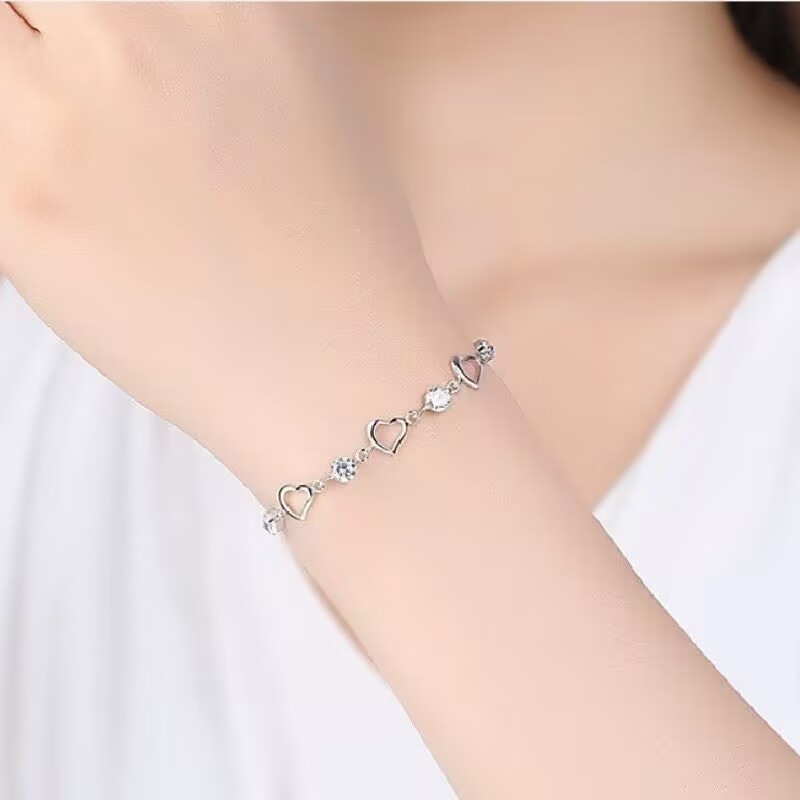 H006  Silver color crystal Bracelets for women Classic Chain for man Wedding party Christmas Gifts fashion Jewelry