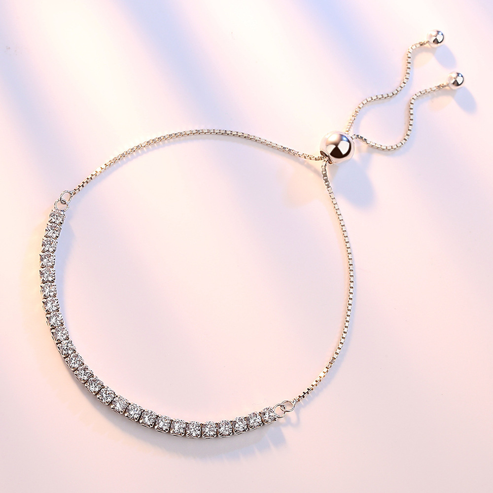 H003 925 Stamp Silver color crystal Bracelets for women Classic Chain for man Wedding party Christmas Gifts fashion Jewelry
