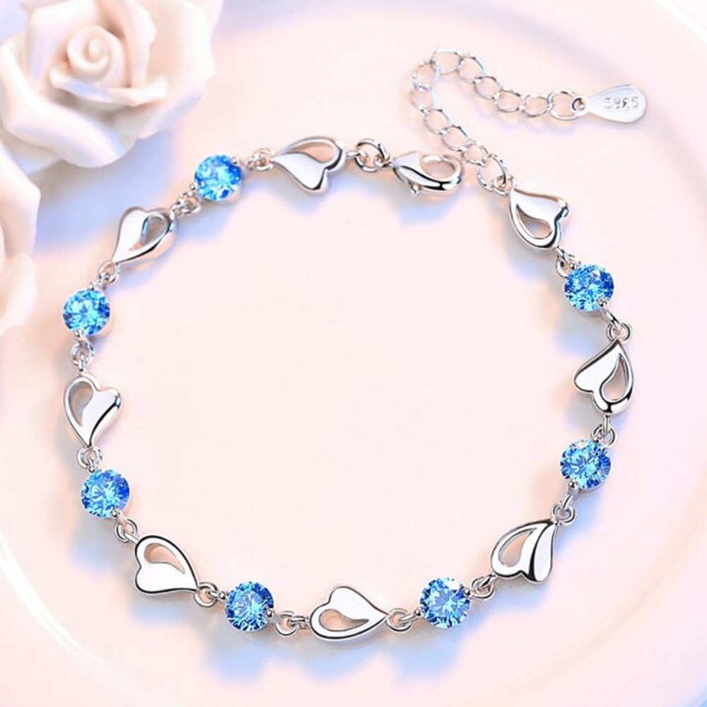 H005 925 Stamp Silver color crystal Bracelets for women Classic Chain for man Wedding party Christmas Gifts fashion Jewelry