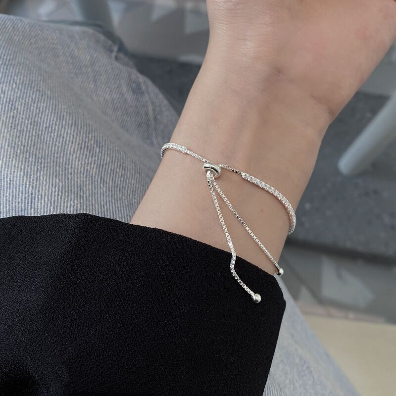 H003 925 Stamp Silver color crystal Bracelets for women Classic Chain for man Wedding party Christmas Gifts fashion Jewelry