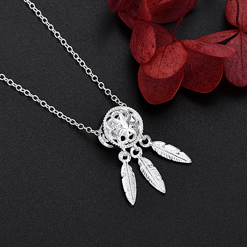 P02 Fashion brand  Silver color Flower Pendant Necklace For Women luxury Jewelry lady happy party wedding Christmas gifts