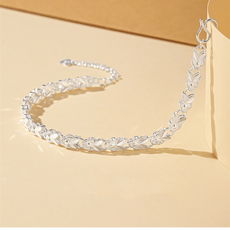LH093  Silver color Charms  Bracelets for women Classic Chain for man Wedding party Christmas Gifts fashion Jewelry 20CM 8inches