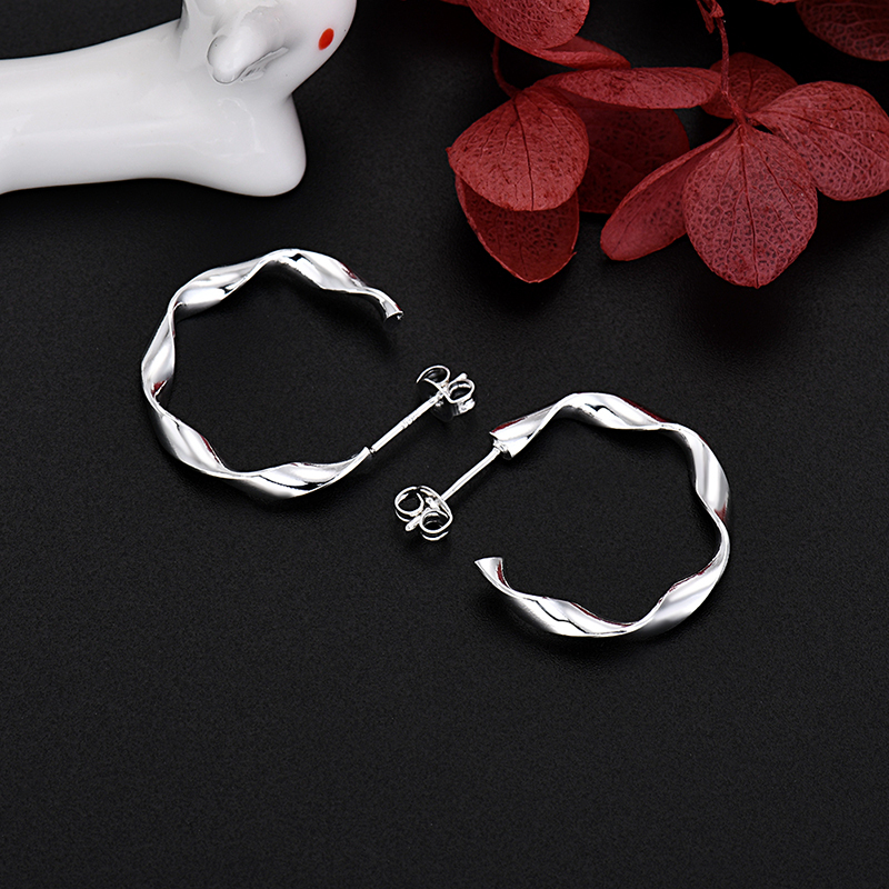 LE051  925 Stamp Silver color Stud Earrings for Women Jewelry All-match Trend Hollow water drop Earrings wedding Christmas Gifts