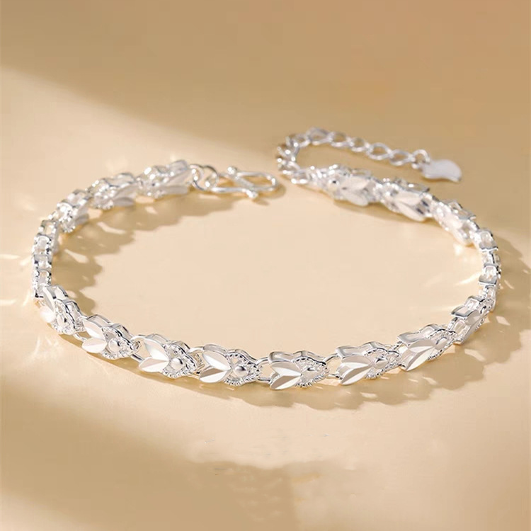 LH093  Silver color Charms  Bracelets for women Classic Chain for man Wedding party Christmas Gifts fashion Jewelry 20CM 8inches
