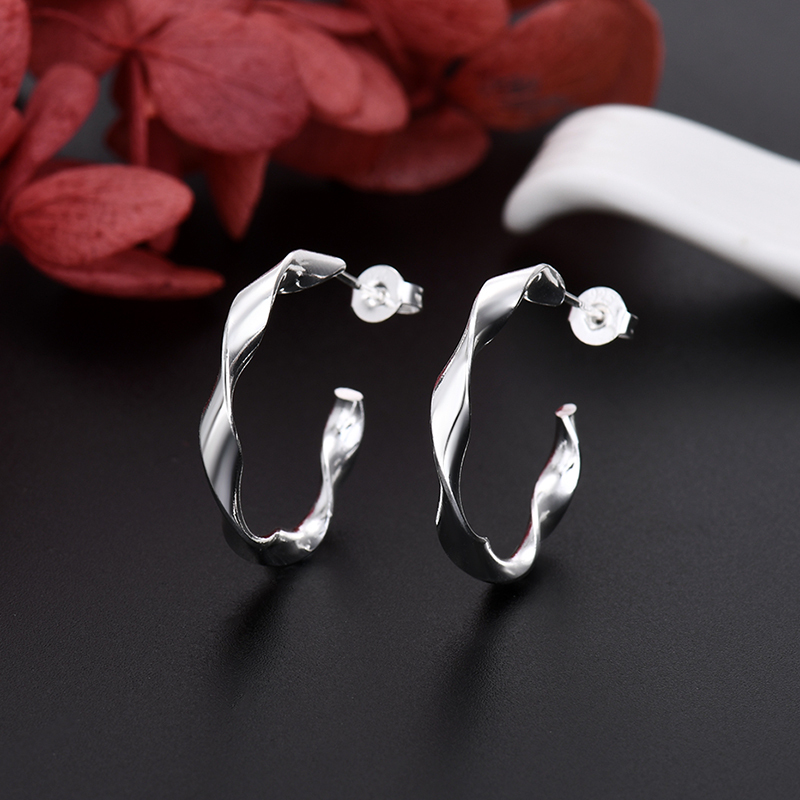 LE051  925 Stamp Silver color Stud Earrings for Women Jewelry All-match Trend Hollow water drop Earrings wedding Christmas Gifts