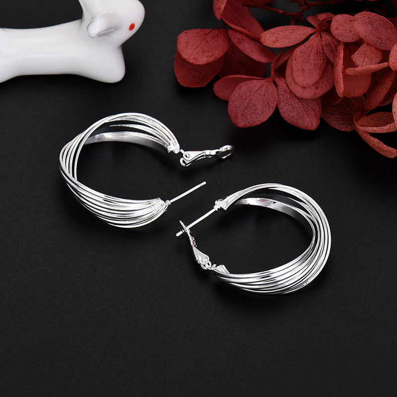 LE052 925 Stamp Silver color Stud Earrings for Women Jewelry All-match Trend Hollow water drop Earrings wedding Christmas Gifts