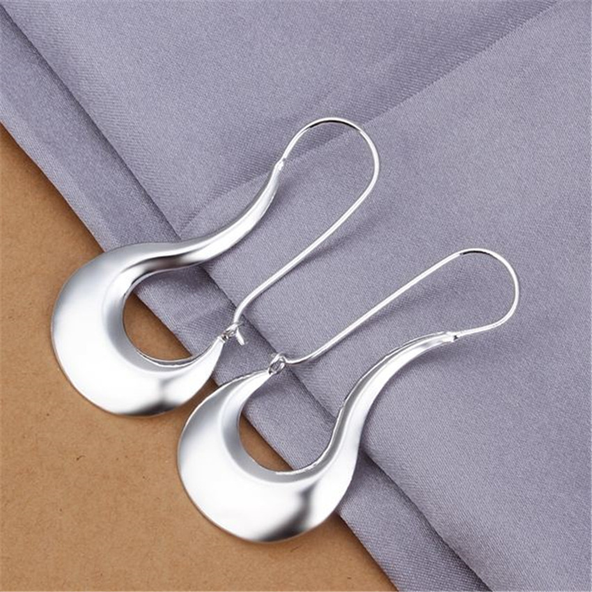 E338  925 Stamp Silver color Earrings for Women Jewelry All-match Trend Hollow water drop Earrings wedding Christmas Gifts