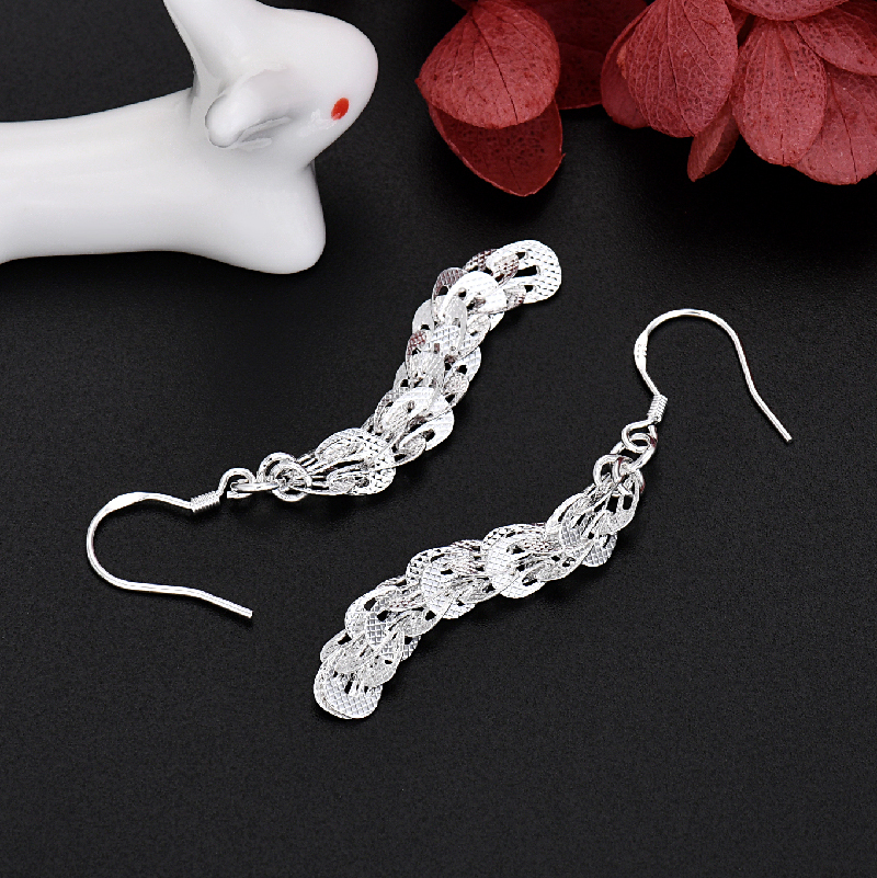 LE070  925 Stamp Silver color Earrings for Women Jewelry All-match Trend Hollow water drop Earrings wedding Christmas Gifts