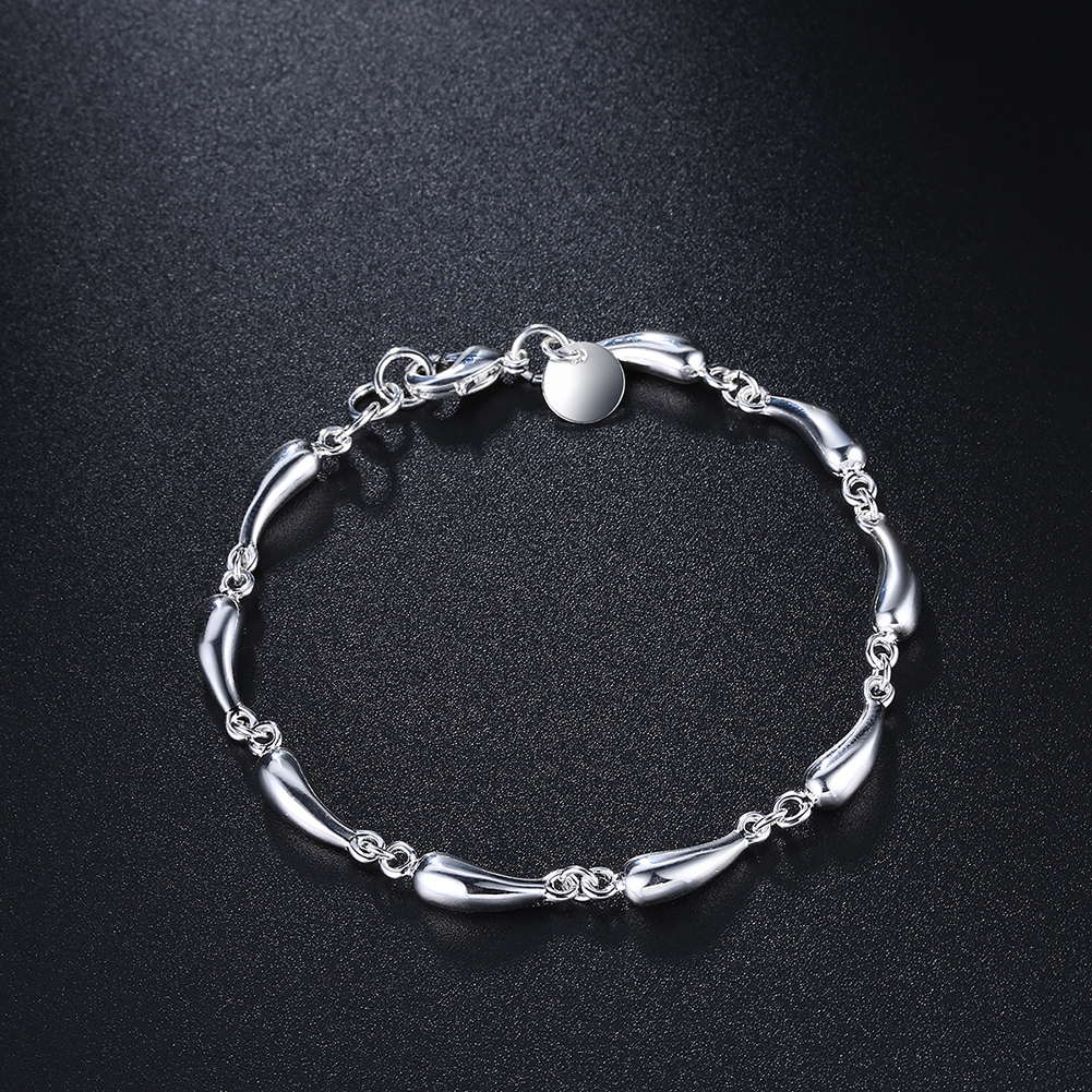 H209  Silver color Drop Bracelets for women Classic Chain for man Wedding party Christmas Gifts fashion Jewelry 20CM 8inches