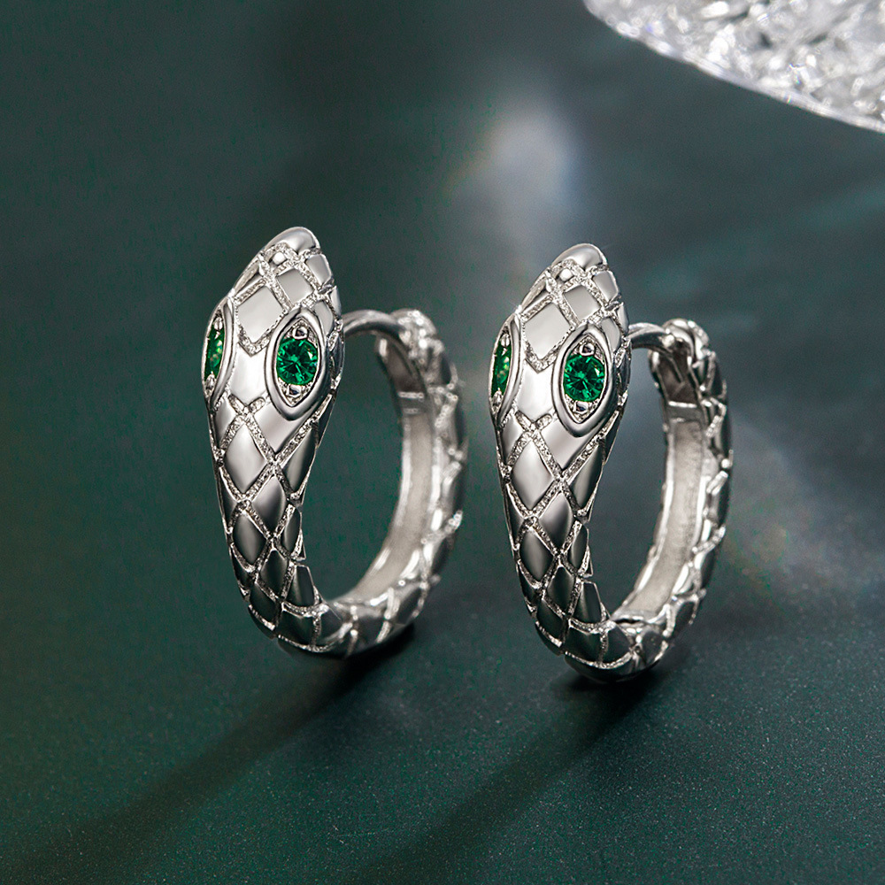 WE12 925 Stamp Silver color snake Stud Earrings for Women Jewelry All-match Trend Hollow water drop Earrings wedding Christmas Gifts