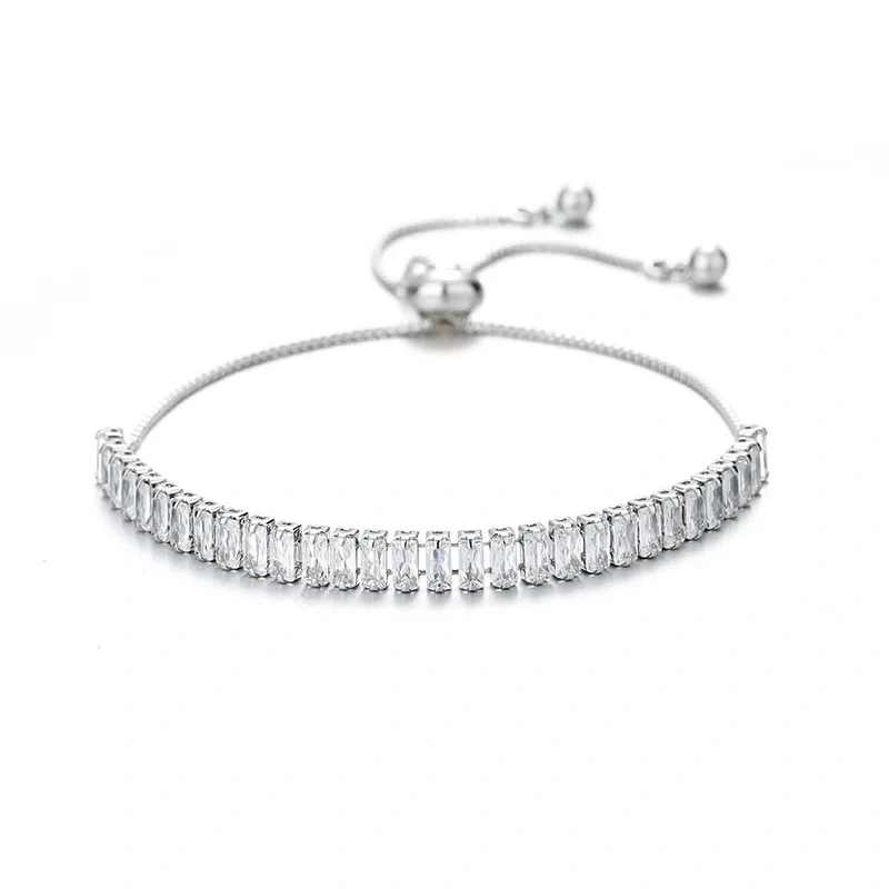 H015 925 Stamp Silver color crystal Bracelets for women Classic Chain for man Wedding party Christmas Gifts fashion Jewelry