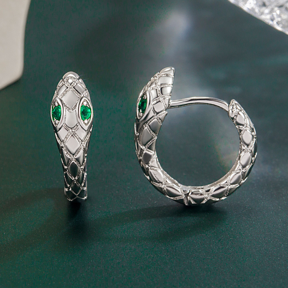 WE12 925 Stamp Silver color snake Stud Earrings for Women Jewelry All-match Trend Hollow water drop Earrings wedding Christmas Gifts
