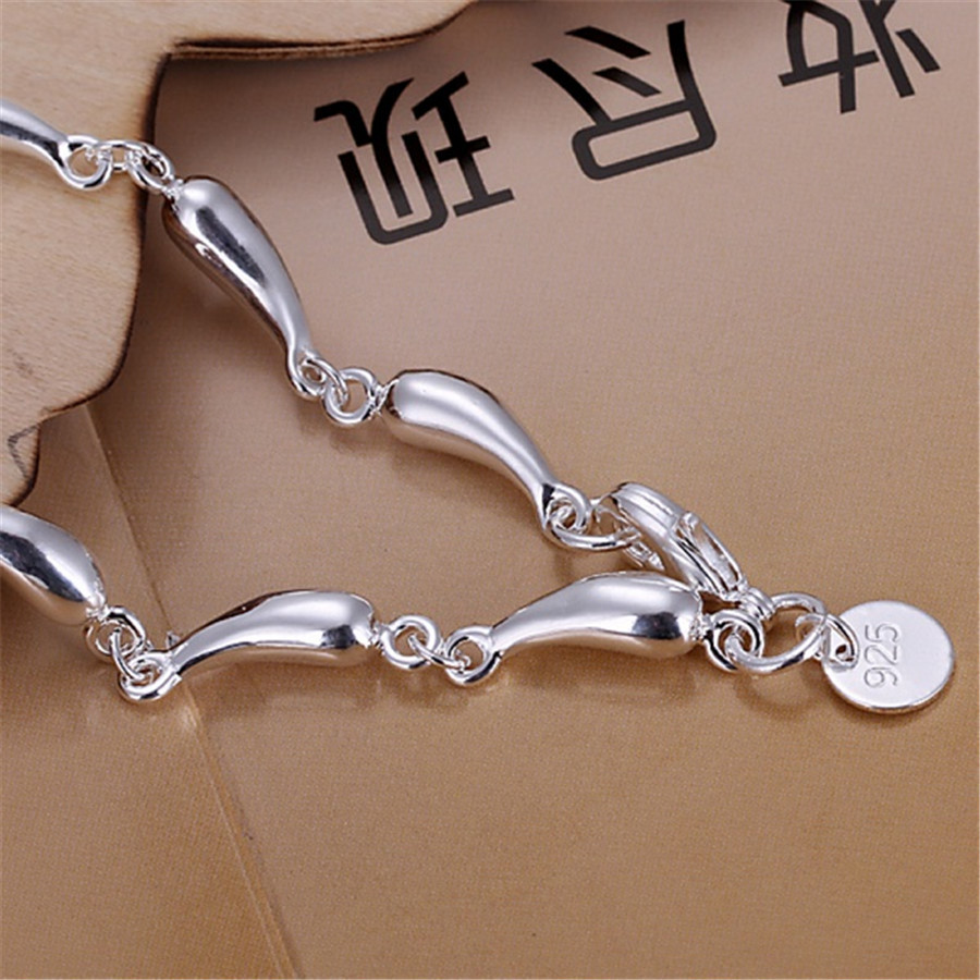 H209  Silver color Drop Bracelets for women Classic Chain for man Wedding party Christmas Gifts fashion Jewelry 20CM 8inches