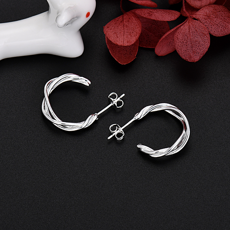 LE050  925 Stamp Silver color Stud Earrings for Women Jewelry All-match Trend Hollow water drop Earrings wedding Christmas Gifts