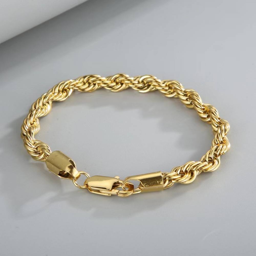 G03  18k  gold color for men women lady 20cm 4MM Rope  chain bracelet  chain  Top Quality Does not fade,  18K logo