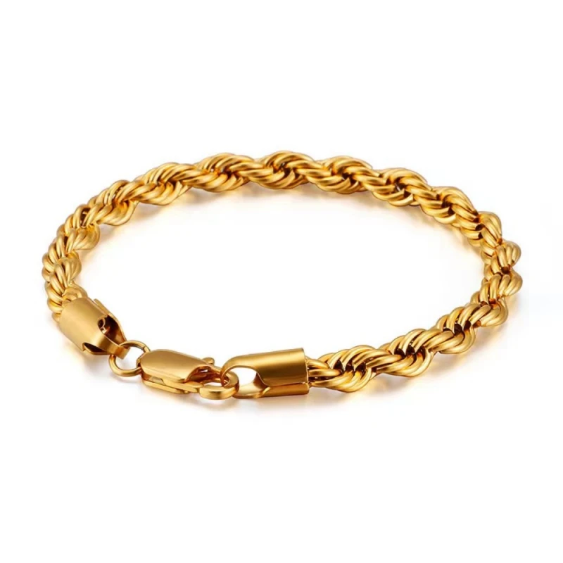 G03  18k  gold color for men women lady 20cm 4MM Rope  chain bracelet  chain  Top Quality Does not fade,  18K logo