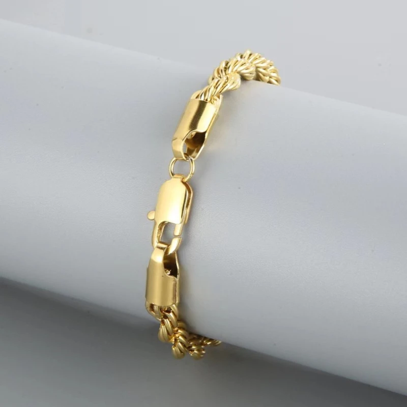 G03  18k  gold color for men women lady 20cm 4MM Rope  chain bracelet  chain  Top Quality Does not fade,  18K logo