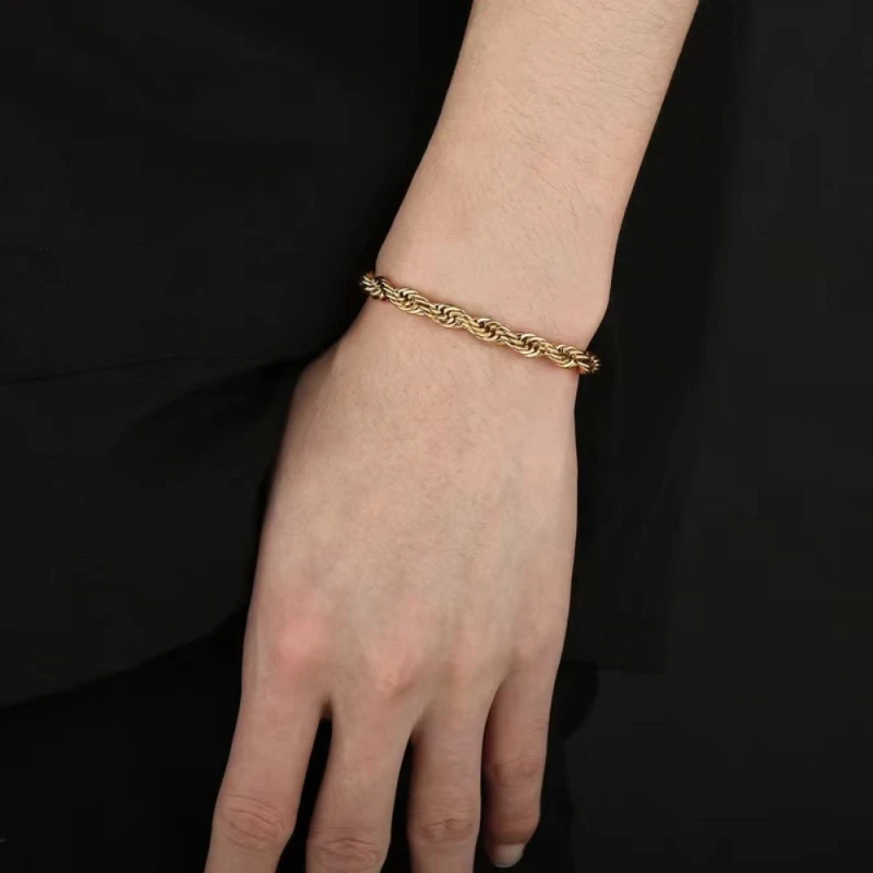 G03  18k  gold color for men women lady 20cm 4MM Rope  chain bracelet  chain  Top Quality Does not fade,  18K logo