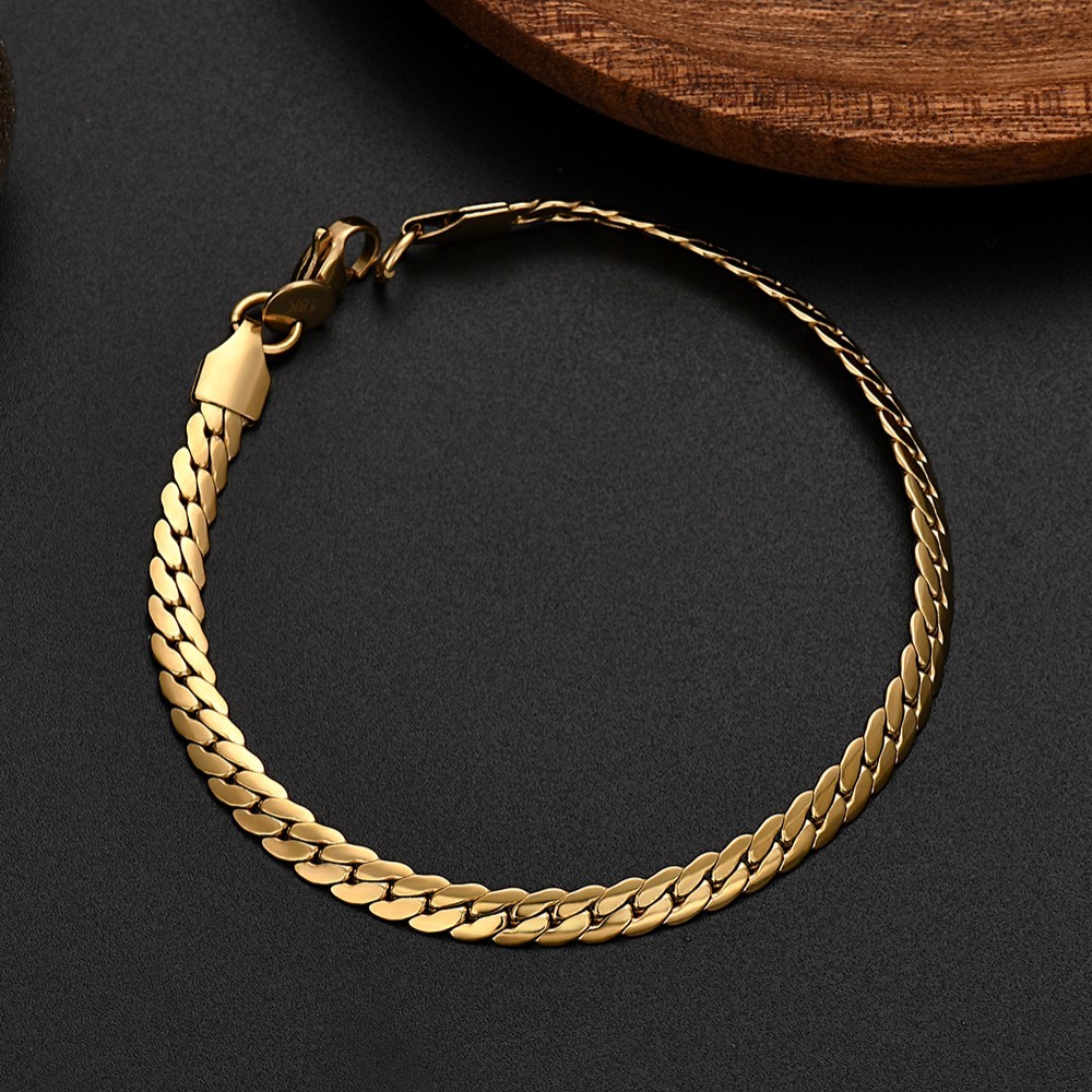 G17  18k  gold color for men women lady 20cm chain bracelet  chain  Top Quality Does not fade,   18K and 925 logo