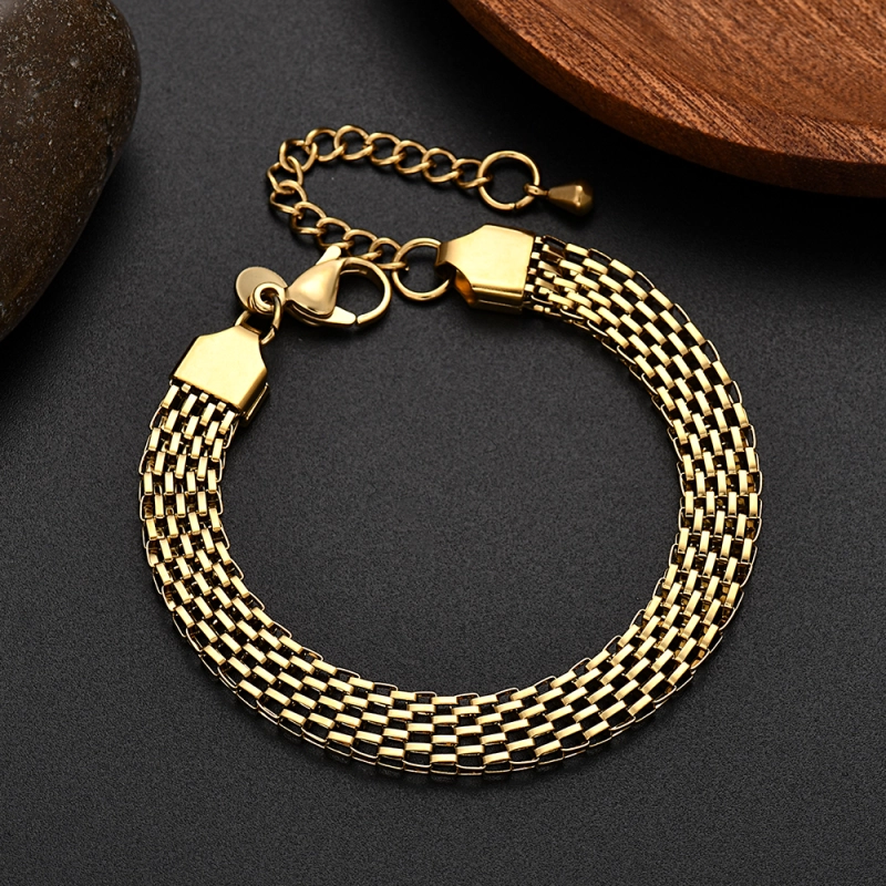 G26  6mm width 18k  gold color for men women lady 18+4cm chain bracelet  chain  Top Quality Does not fade,   18K and S925 logo