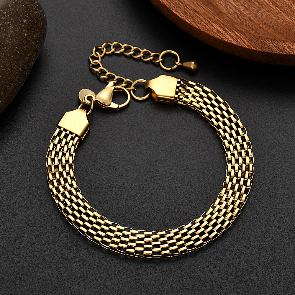 G26  6mm width 18k  gold color for men women lady 18+4cm chain bracelet  chain  Top Quality Does not fade,   18K and S925 logo