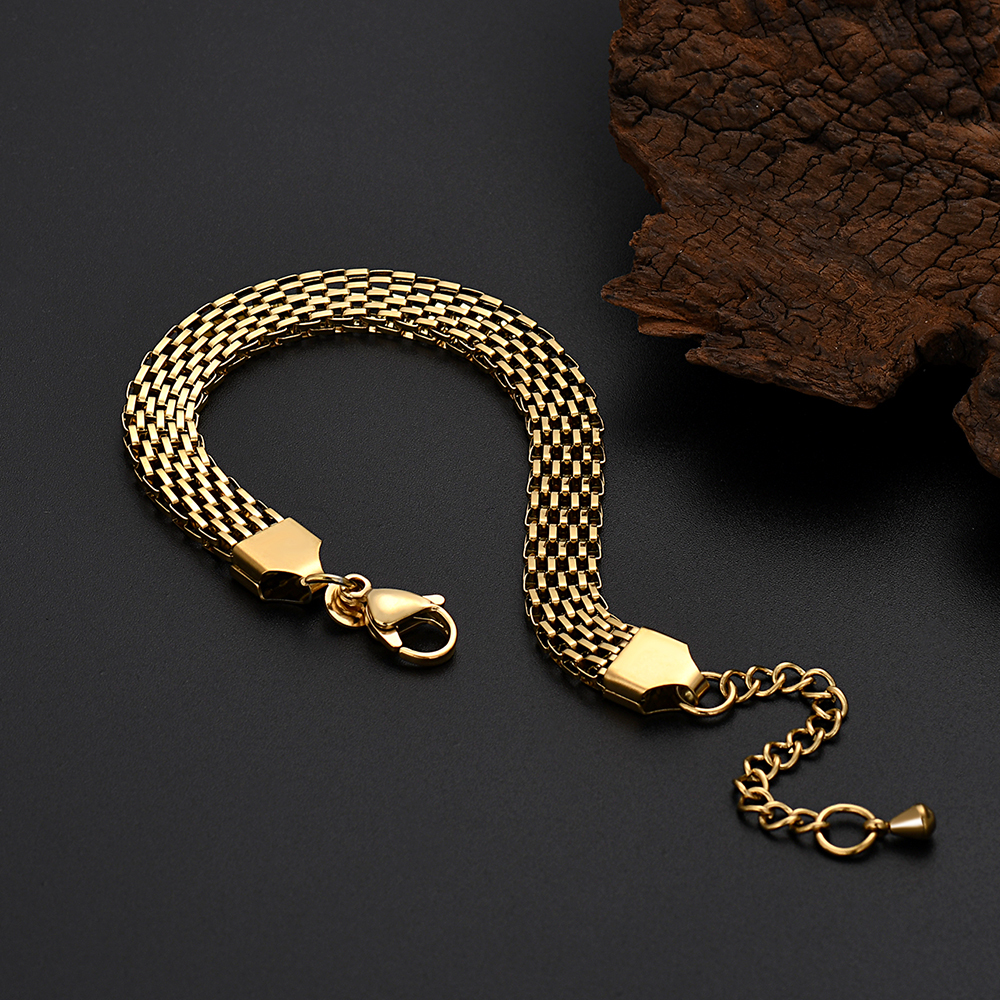 G26  6mm width 18k  gold color for men women lady 18+4cm chain bracelet  chain  Top Quality Does not fade,   18K and S925 logo