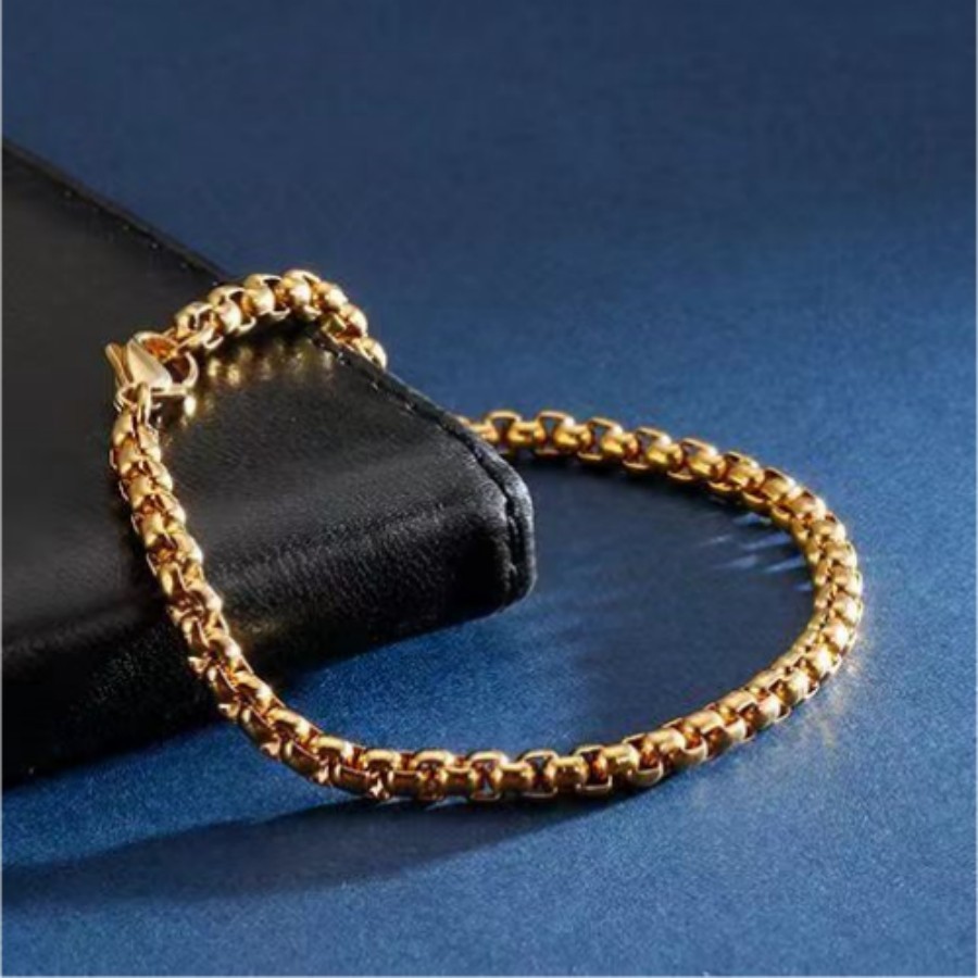 G14  18k  gold color for men women lady 20cm 4MM chain bracelet  chain  Top Quality Does not fade,