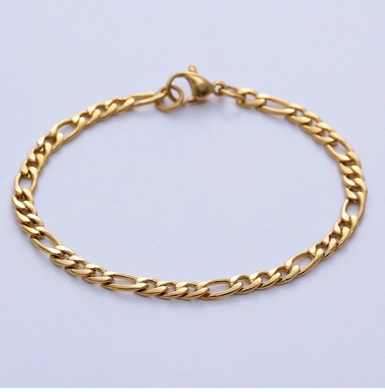 GH30  18k  gold color for men women lady 18+4cm  4mm WIDTH chain bracelet  chain  Top Quality Does not fade,   This is not logo ,not stamped
